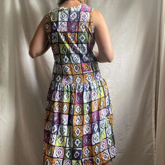 Unique, Breastfeeding Friendly Batik Print Drop Waist Dress - Picture 2 of 4